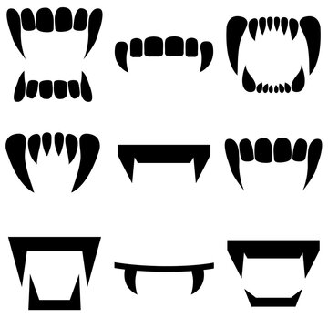 Vampire teeth icon, fangs logo isolated on white background