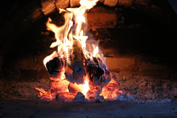 fire in a fireplace