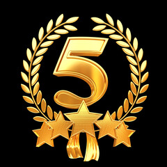 Five star rating - shiny golden stars