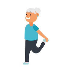 old woman practicing exercise avatar character