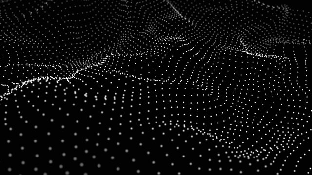 Wave of points and lines. Abstract background with dynamic wave. Dots in space. 3d rendering.