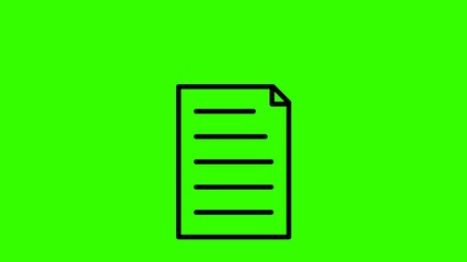 Animated Document Icon On Green Screen
