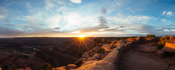 sunset at little horse overlook panorama