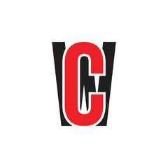 CW letter or WC letter logo design vector