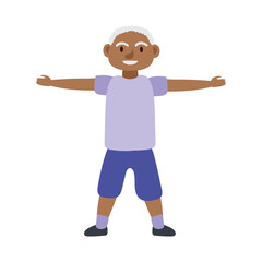 old afro man practicing exercise avatar character