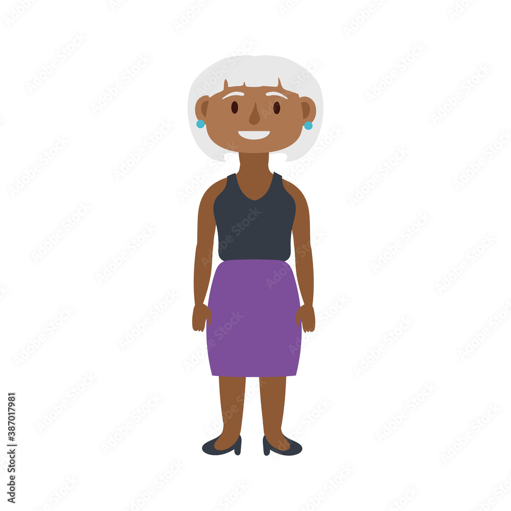 Sticker old afro woman person avatar character