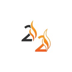 Number 2 and fire waves, logo icon concept design