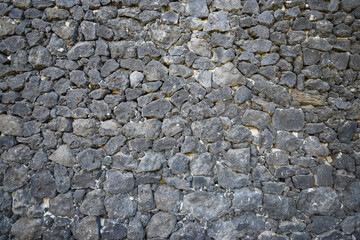 wall with lava stone masonry.