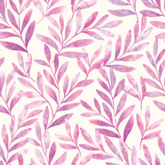 Botanical floral seamless pattern. Hand painting illustration with leaves. Stylish digital painting fabric design.