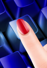 キーボードを押す女性