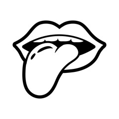 mouth with tongue out pop art line style icon