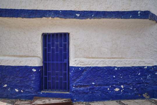 fishing lodge with blue elements