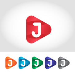 J Alphabet Play Logo Design Concept