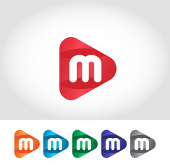 M Alphabet Play Logo Design Concept