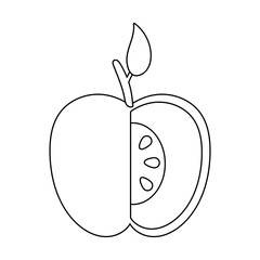 apple fresh without a portion fruit nature line style icon