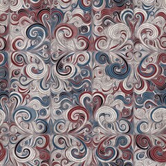 Seamless red white and blue textured retro pattern. High quality illustration. Color blocked shapes in an old vintage look. Generic and versatile design useful for all types of surface design.