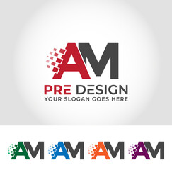 AM Alphabet Creative Logo Design Concept