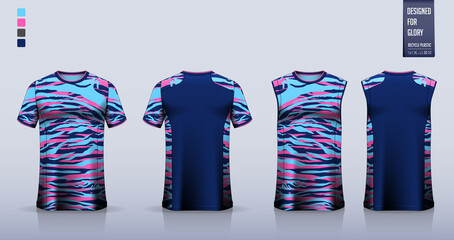 T-shirt sport, Soccer jersey, football kit, basketball uniform, tank top, and running singlet mockup. Fabric pattern design. Vector. © tondruangwit