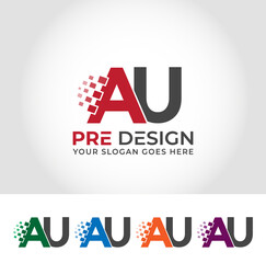 AU Alphabet Creative Logo Design Concept