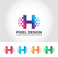 H Pixel Modern Logo Design Concept