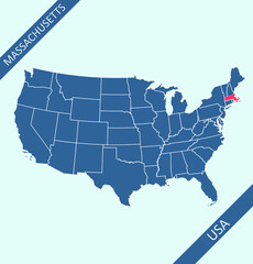 Massachusetts location on USA map