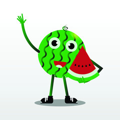 Cartoon watermelon mascot. Vector illustration of a cute watermelon character mascot.