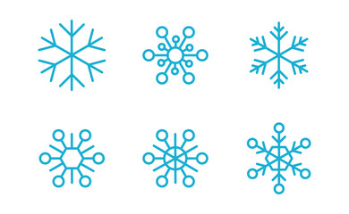 Snowflakes icon collection. Set of snow flake icons. Geometric shapes for christmas and new year decoration.