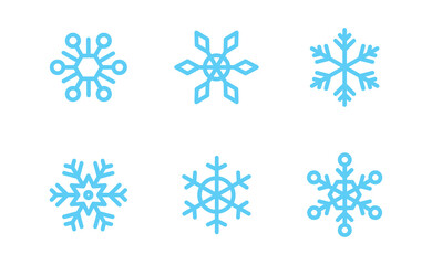 Snowflakes icon collection. Set of snow flake icons. Geometric shapes for christmas and new year decoration.