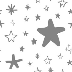 Hand drawn stars seamless pattern. Background texture.