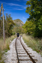 Hiking in Vouraikos Canyon on the train lines
