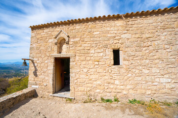 Fototapeta na wymiar The old church of saint Demetrios inside the walls of the castle of Akrokorinthos