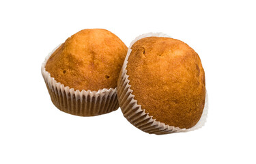 two muffins on white isolated background