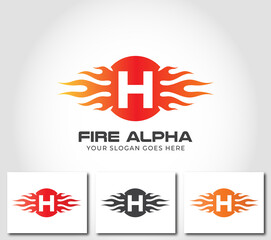 H Alphabet Fire Logo Design Concept