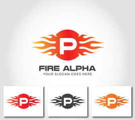P Alphabet Fire Logo Design Concept