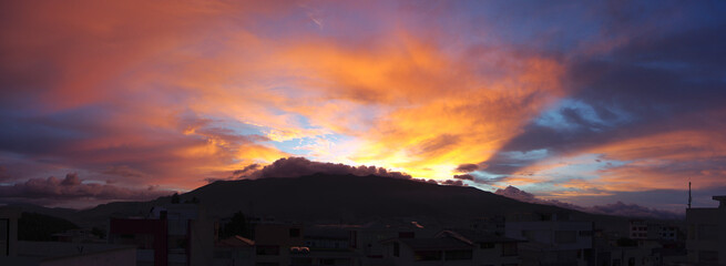 Sunrise in the city of Quito.
