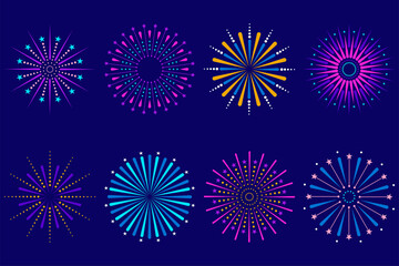Vector set of colorful celebration festive fireworks