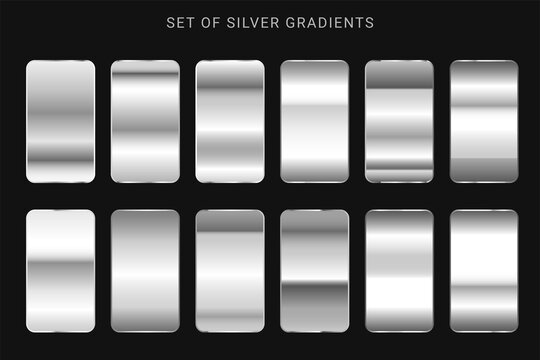 Collection of silver, chrome metallic gradient
