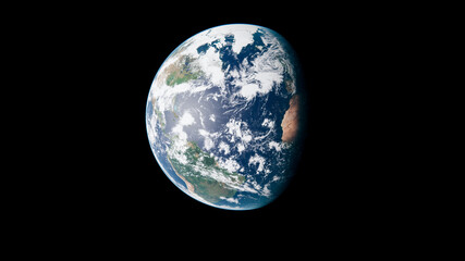 Planet Earth from Space Black Background - Atlantic Ocean and Northern Hemisphere - The Blue Marble - 3D Illustration