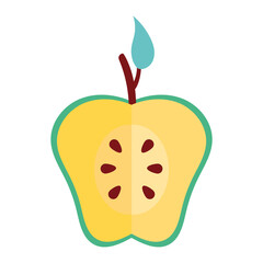 half apple green fresh fruit nature icon