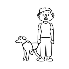 old woman with dog pet line style icon