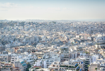 View of modern Athens in the evening