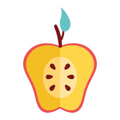 apple red half fresh fruit nature icon