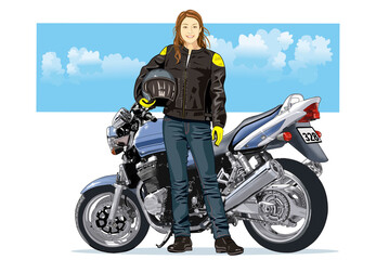 Fototapeta na wymiar バイクの女性