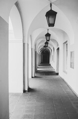 corridor of the old church