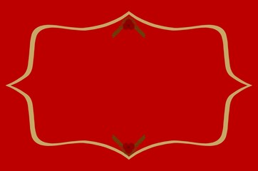 Christmas frame gold decoration with red background. Christmas card with gold border