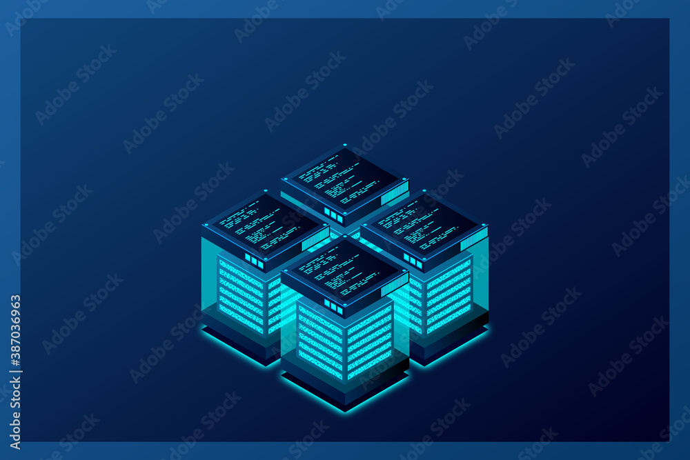 Poster big data analytics of data from multiple directions futuristic abstract vector background