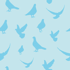 Vector seamless pattern with pigeons