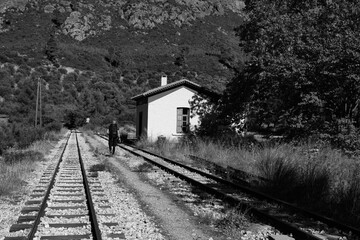 Naklejka na ściany i meble Hiking in Vouraikos Canyon on the train lines