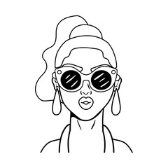 woman wearing sunglasses pop art style icon