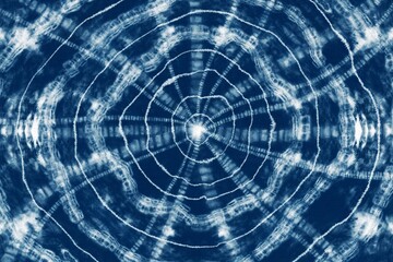 Indigo Blue Shibori Tie dye fabric texture pattern. White and Blue colors.